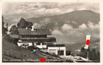 Ansichtskarte "Haus Wachenfeld des Reichskanzler Hitler am Obersalzberg" geknickt, gelaufen 1934