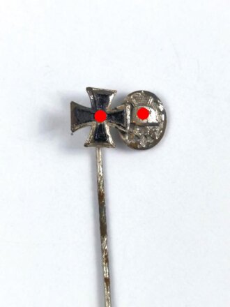 Miniatur, Eisernes Kreuz und Verwundetenabzeichen silber , Hakenkreuze berieben, Größe 9 mm