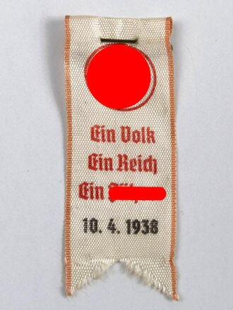 Stoffabzeichen, Ein Volk, ein Reich, ein Führer 10.4.1938, Gesamthöhe 65mm