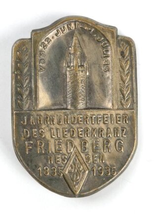 Blechabzeichen, Jahrhundertfeier des Liederkanz Friedberg / Hessen 1835 - 1935