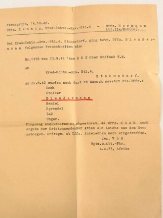 Papiere eines Angehörigen der RAD Abteilung K1/62, dann Angehöriger Aufklärungsabteilung 3 Afrika ( Besitzzeugnis Panzerkampfabzeichen) vermisst im Mittelmeer 1942