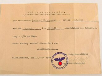 Papiere eines Angehörigen der RAD Abteilung K1/62, dann Angehöriger Aufklärungsabteilung 3 Afrika ( Besitzzeugnis Panzerkampfabzeichen) vermisst im Mittelmeer 1942