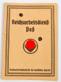 RAD Reichsarbeitsdienst, Arbeitsdienst für die weibliche Jugend, Arbeitsdienstpaß (Arbeitsdienstzeugnis) , ausgestellt 1941 auf eine Frau aus Oberhausen, dazu der vorläufige Entscheid