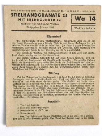 Waffentafel 14 "Stielhandgranate 24" von 1940