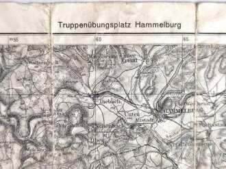 Karte "Truppenübungsplatz Hammelburg", datiert 1935, Maße: 23 x 24 cm, stark gebraucht