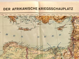 Karte "Der Afrikanische Kriegsschauplatz", Maße: 105,5 x 88 cm, stark gebraucht und geknickt