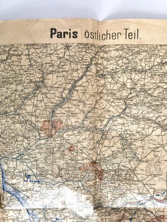 1.Weltkrieg Landkarte Paris - östlicher Teil,...