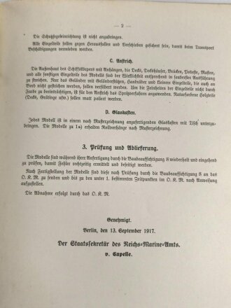 Kriegsmarine, M.Dv.Nr. 147 "Allgemeine Baubestimmungen 1 Nr. 10 - Vorschrift für die Herstellung von Schiffsmodellen" datiert 1939, DIN A4