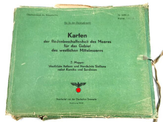 Kriegsmarine "Karten der Bodenbeschaffenheit des westlichen Mittelmeeres, 2. Mappe , datiert 1944, komplett