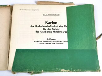 Kriegsmarine "Karten der Bodenbeschaffenheit des westlichen Mittelmeeres, 2. Mappe , datiert 1944, komplett