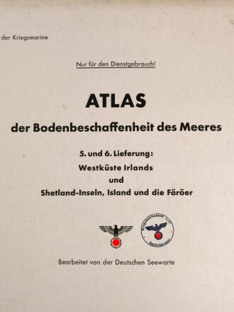 Kriegsmarine "Atlas der Bodenbeschaffenheit des Meeres", Westküste Irlands und Shetland Inseln, Island und Färöer, Großformat