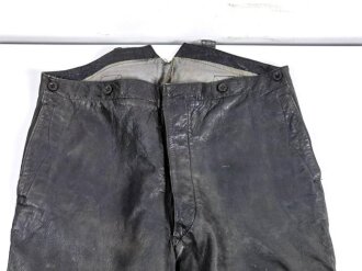 Kriegsmarine, schwarze Lederhose. getragenes Stück in gutem Gesamtzustand