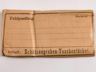 1.Weltkrieg, Pack " Schützengraben Taschentücher" als Feldpostbrief. Maße 9 x 16,5cm