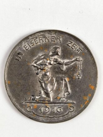 1.Weltkrieg, Medaille "In Eiserner Zeit" 1916. "Gold gab ich zur Wehr, Eisen nahm ich zur Ehr", Durchmesser 40mm