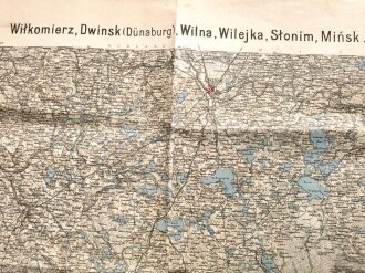 Landkarte Wilkomierz, Dwinsk (Dünaberg) Wilna, Wilejka, Slonim, Minsk, datiert 1915, Maße: 123 x 94,5 cm, gebraucht