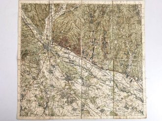 Landkarte Seria XI, Petestii, Coloana F. Karte, Maße: 42 x 46 cm, stark gebraucht, auf Stoff geklebt