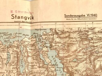 Norwegen Karte Stangvik, datiert 1940, Maße: 82,5 x 65 cm, gebraucht