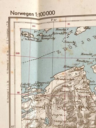 Norwegen Karte Stangvik, datiert 1940, Maße: 82,5 x...