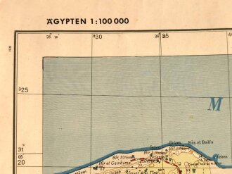 Afrikakorps Karte , Ägypten Karte Ed-DabA El-Alamen, datiert 1941, Maße: 79 x 70 cm, gebraucht