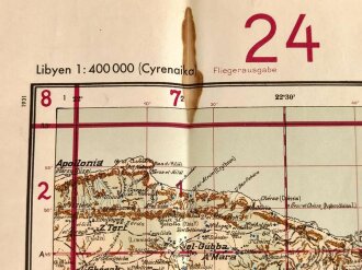 Afrikakorps Wehrmachtskarte Libyen , Derna-Tobruch,...