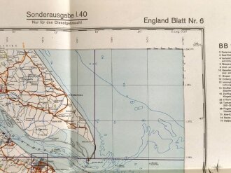 Militärgeographische Objektkarte von England, Nr. 6 Nord Midlands, datiert 1941, Maße: 74 x 99 cm