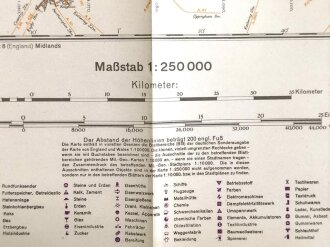 Militärgeographische Objektkarte von England, Nr. 6 Nord Midlands, datiert 1941, Maße: 74 x 99 cm