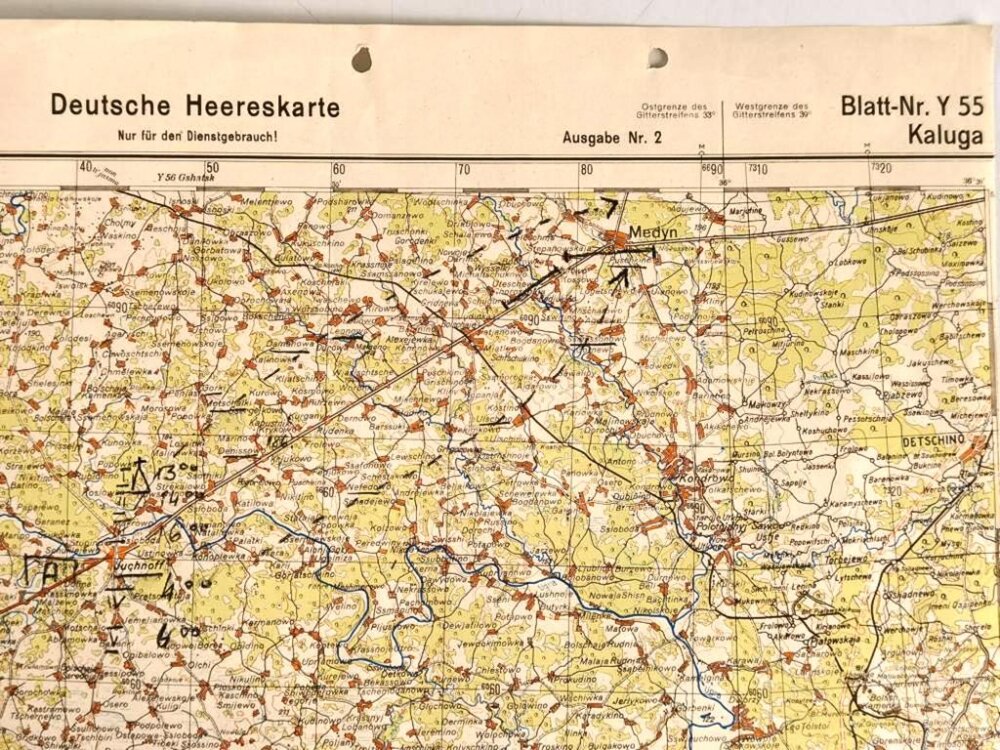 Deutsche Heereskarte, Osteuropa, Kaluga, datiert 1941, Maße: 50 x 50