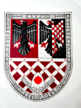Reichsarbeitsdienst, Erinnerungsteller " Arbeitsgau Sudetenland XXXVII" Porzellan, Hersteller Bavaria Schumann, Durchmesser 30cm. guter Zustand