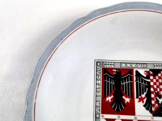 Reichsarbeitsdienst, Erinnerungsteller " Arbeitsgau Sudetenland XXXVII" Porzellan, Hersteller Bavaria Schumann, Durchmesser 30cm. guter Zustand