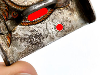 Waffen SS, Koppelschloss für Mannschaften aus Eisen. Hersteller 36/42, eingedrückt