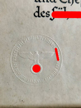 Verleihungsurkunde für das silberne Treudienst Ehrenzeichen, ausgesetllt auf einen Gemeindekassenverwalter 1939. Original gerahmt