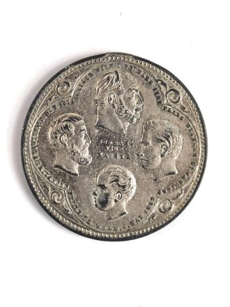Kaiserreich, nicht tragbare Medaille 30mm Durchmesser " Hurra  !!! Vier Kaiser" Wilhelm I. 1861-1888