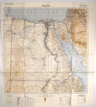 Afrikakorps , Übersichtskarte Ägypten, Sonderausgabe Stand III.1942, Maße: 89 x 79 cm