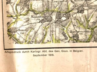 1.Weltkrieg Landkarte "Arras, Cambrai,...