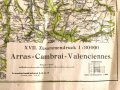 1.Weltkrieg Landkarte "Arras, Cambrai, Valenciennes", Frankreich, Maße: 84 x 100,5 cm, datiert: 1918, stark gebraucht