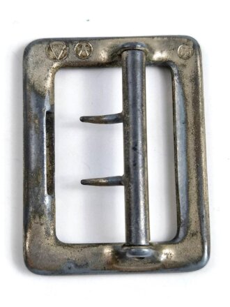 Schliesse für ein Zweidornkoppel, Hersteller Assmann 1935.Höhe 62mm, Dornabstand innen gemessen 13mm,  getragenes Stück