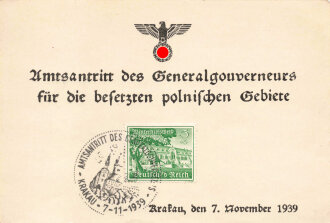 "Amtsantritt des Generalgouverneurs für die besetzte polnischen Gebiete" Ganzsache 1939