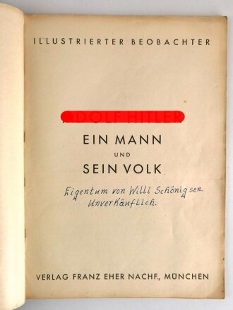 "Adolf Hitler, ein Mann und sein Volk" Illustrierter Beobachter, 96 Seiten, über DIN A4, geklebt