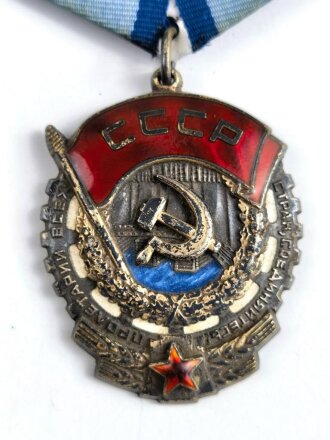 Russland 2. Weltkrieg, Orden des roten Arbeitsbanners, Verleihungsnummer  774461. getragenes Stück