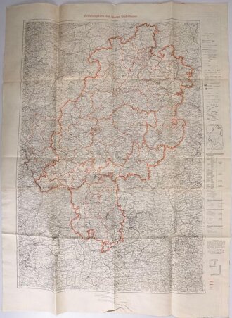 Deutschland nach 1945 "Verwaltungskarte des Staates "Groß-Hessen", datiert 11.1945, Maße: 114 x 84 cm, gebraucht