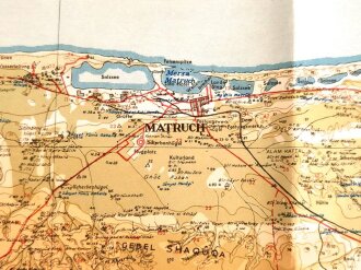 Afrikakorps Landkarte Sonderausgabe 1941 "Matruch" Ägypten, Maße: 84 x 109 cm, , gebraucht