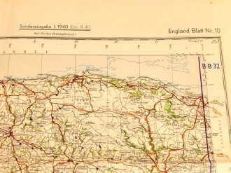 Militärorgeographische Objektkarte "Südwest-England" , Maße: 85 x 95,5 cm, datiert: 1940, gebraucht