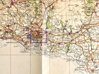 Militärorgeographische Objektkarte "Südwest-England" , Maße: 85 x 95,5 cm, datiert: 1940, gebraucht