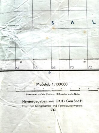 Deutsche Heereskarte "Neapel-Ost" Italien, Maße: 70 x 70  cm, datiert: 1943, gebraucht