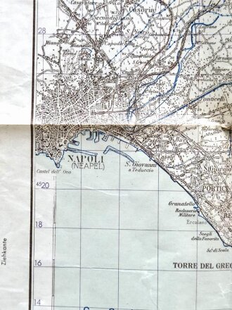 Deutsche Heereskarte "Neapel-Ost" Italien, Maße: 70 x 89  cm, datiert: 1943, gebraucht