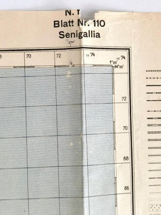 Truppenkarte "Senigallia", Italien, Maße: 50 x 53 cm, datiert: 1944, gebraucht