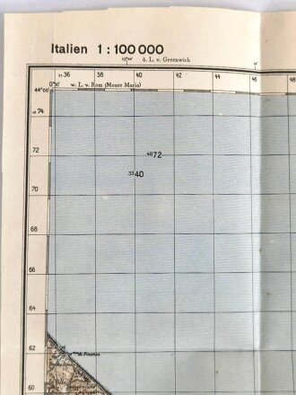 Truppenkarte "Senigallia", Italien, Maße: 50 x 53 cm, datiert: 1944, gebraucht