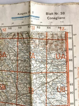 Deutsche Heereskarte "Conegliano" Italien, Maße: 51 x 47,5 cm, datiert: 1945, gebraucht