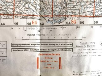 Deutsche Heereskarte "Conegliano" Italien, Maße: 51 x 47,5 cm, datiert: 1945, gebraucht