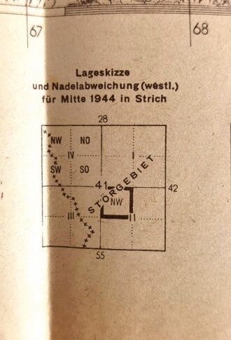 Deutsche Heereskarte "Ceresole Reale" Italien, Maße: 50 x 45 cm, datiert: 1944, gebraucht